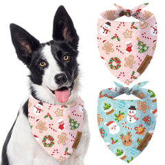 ORITASY pink Christmas dog bandana triangle front view for festive walks.