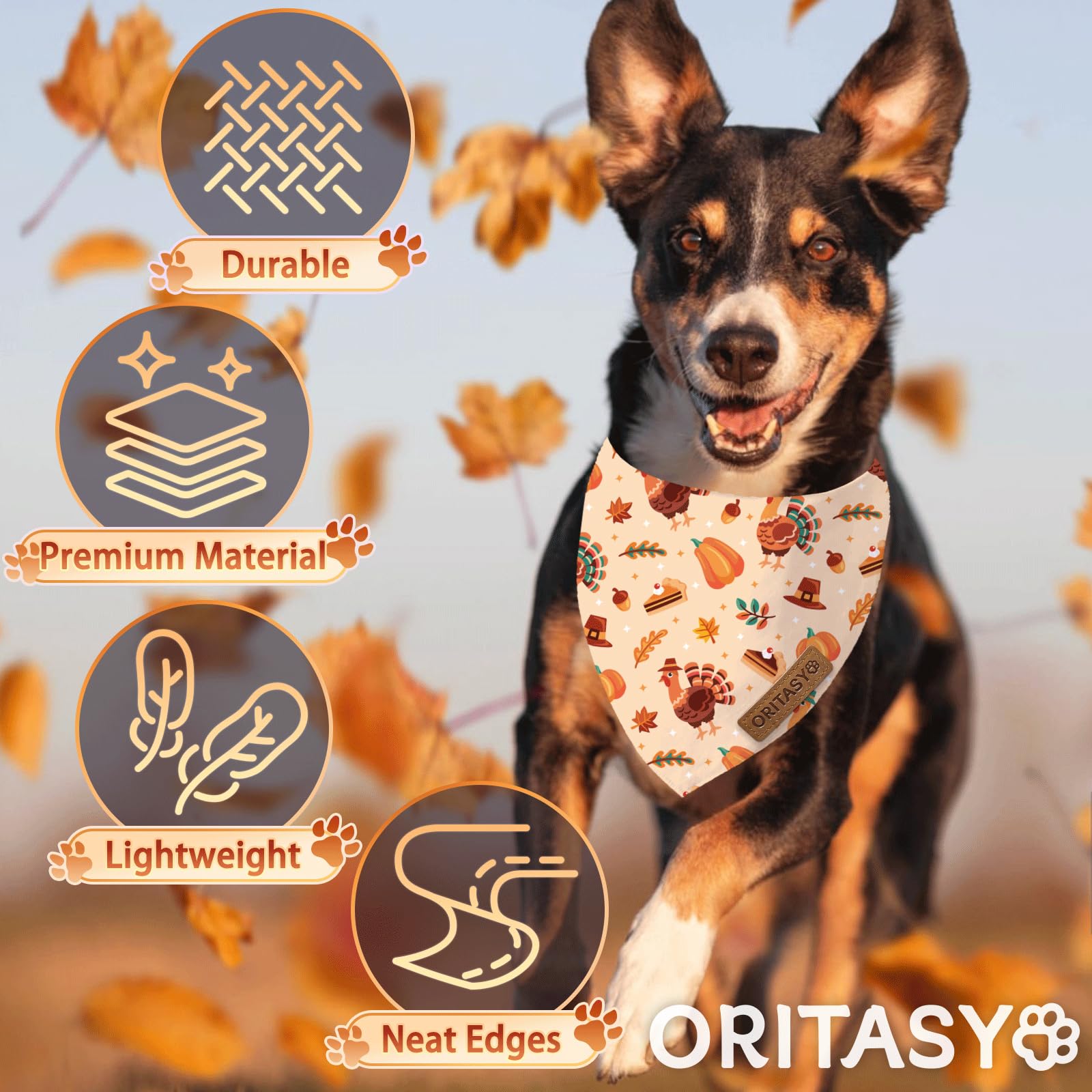 ORITASY bandana durability shot showing fabric texture and machine washable design.