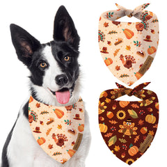 ORITASY Thanksgiving bandana front view with dual-sided turkey-pumpkin print for festive style.