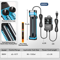 Orlushy aquarium heater rapid heating with nickel-chromium wire for efficient warmth