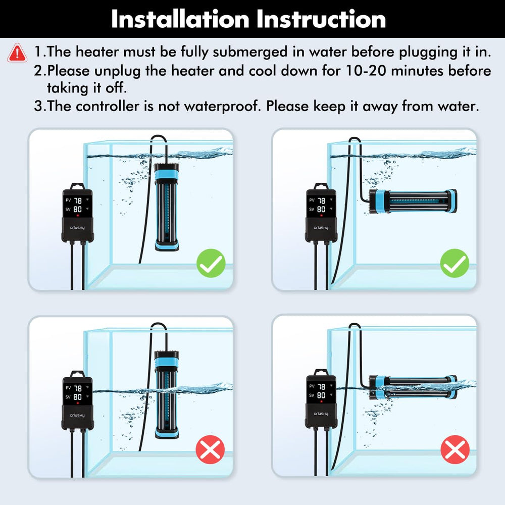 Orlushy free thermometer included with heater for accurate calibration