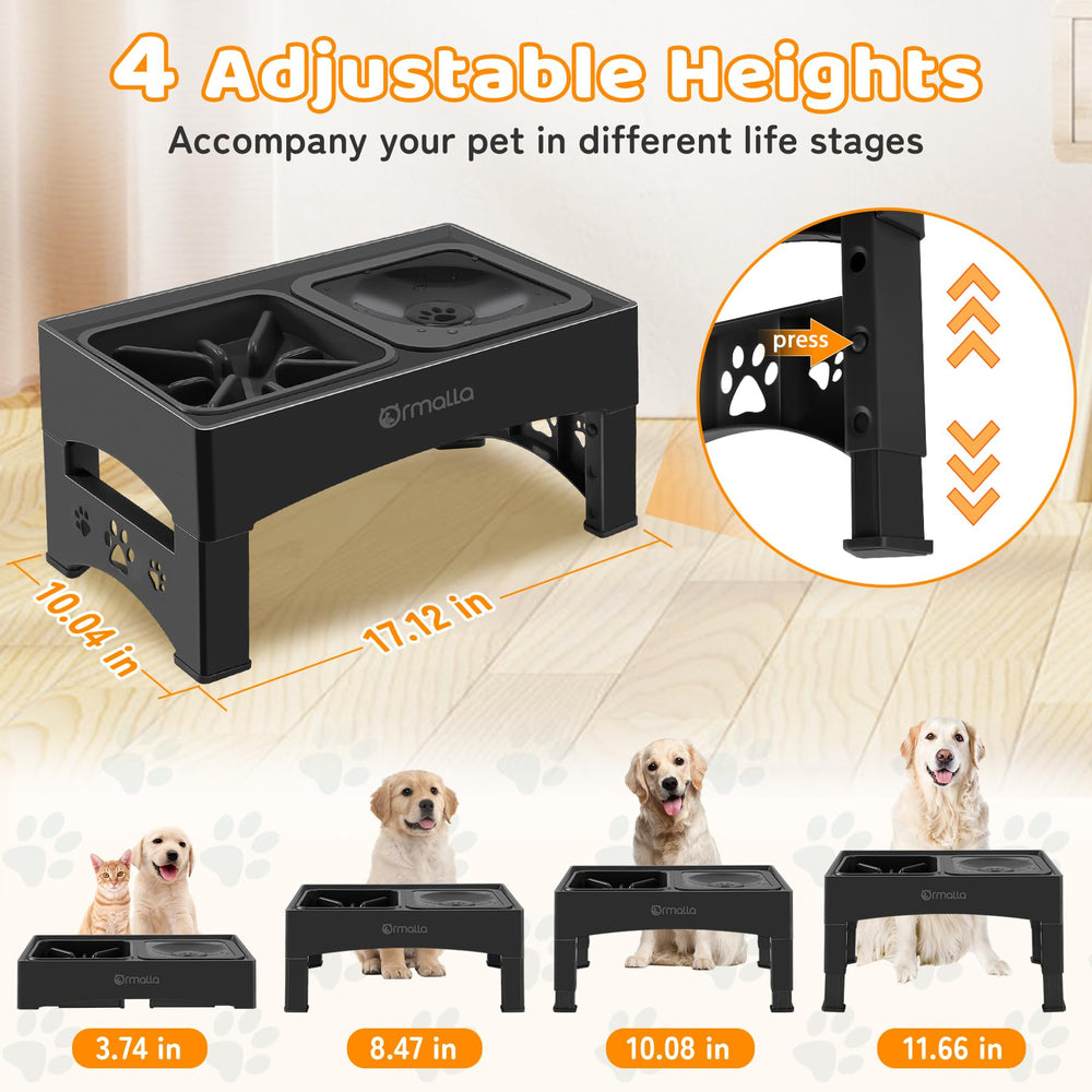 Ormalla elevated slow-feeder at 3-7 inch height ideal for puppies and small dogs.