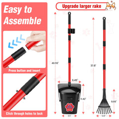 Ormalla pooper scooper rake 9-tooth highlights sturdy yard cleaning capability.