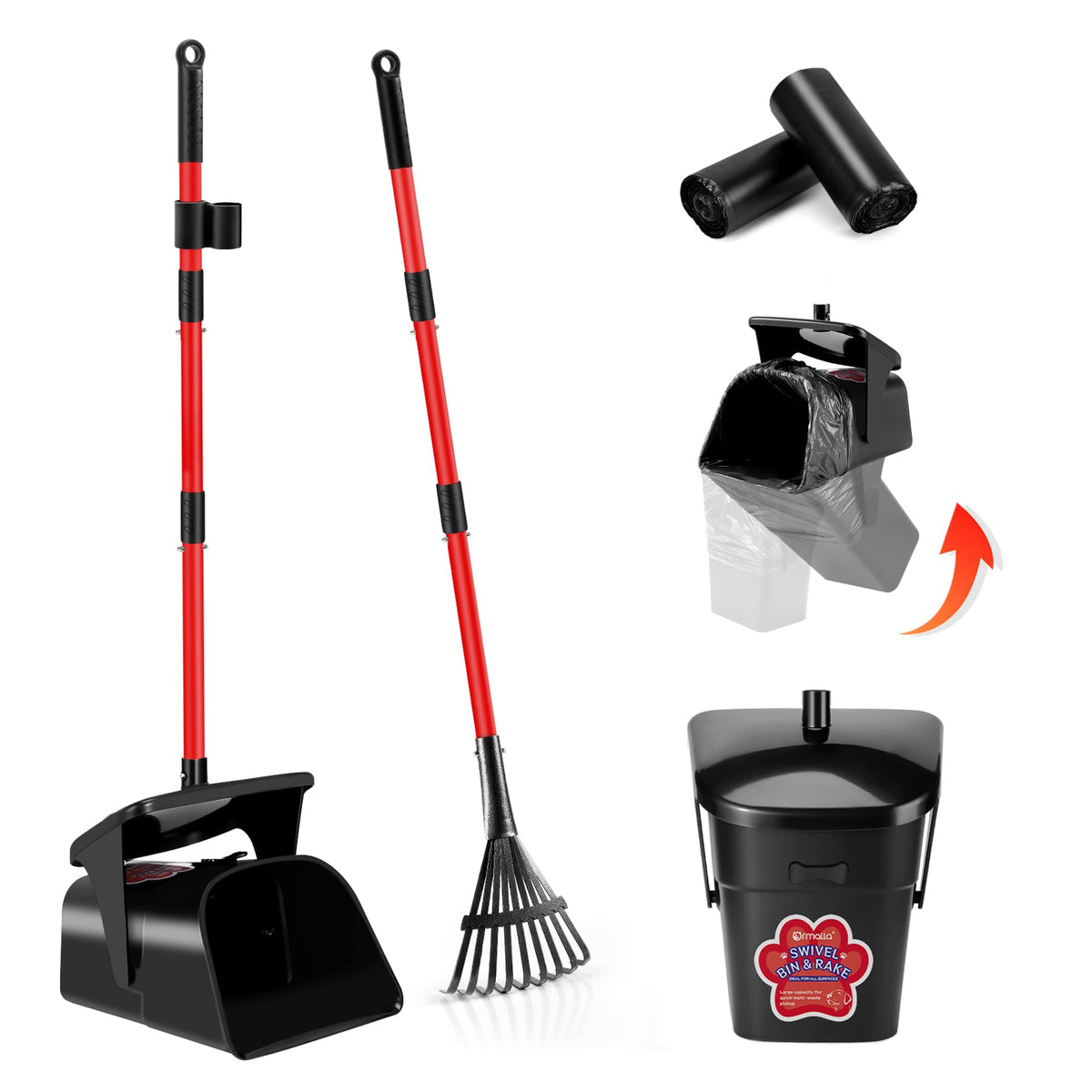 Ormalla pooper scooper swivel bin lid keeps odors contained for tidy yards.