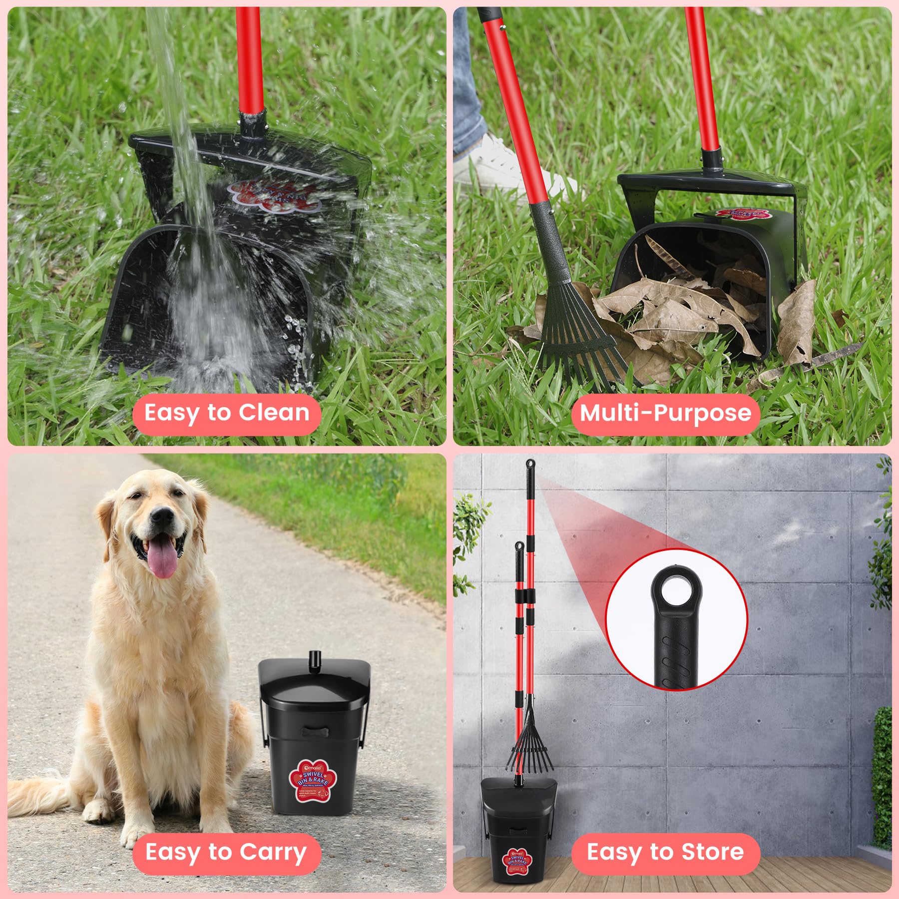 Ormalla stainless-steel poles ensure durable support during scooping tasks.