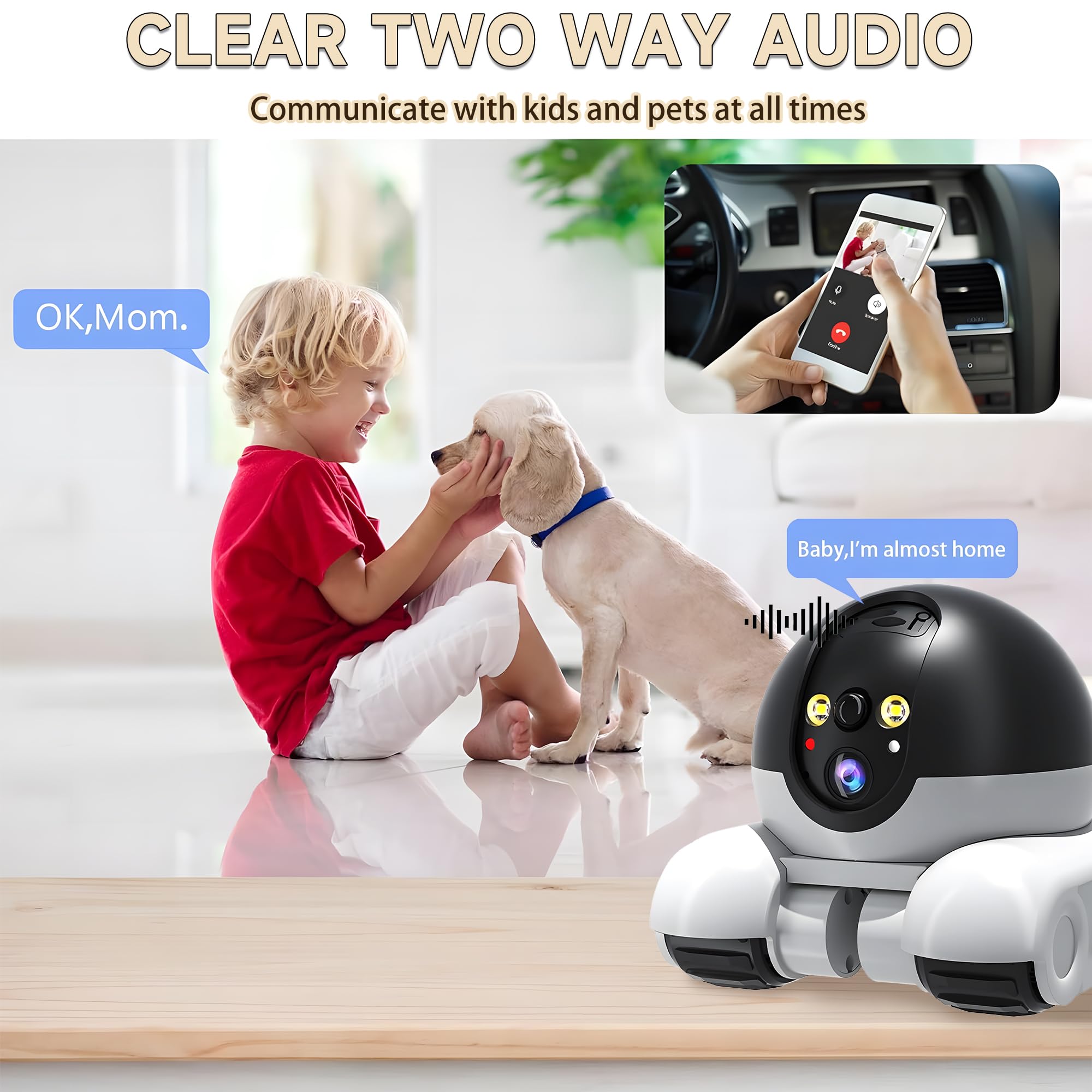 OROMVO Pet Camera AI-alerts picture reflects smart triggers for movement and sound