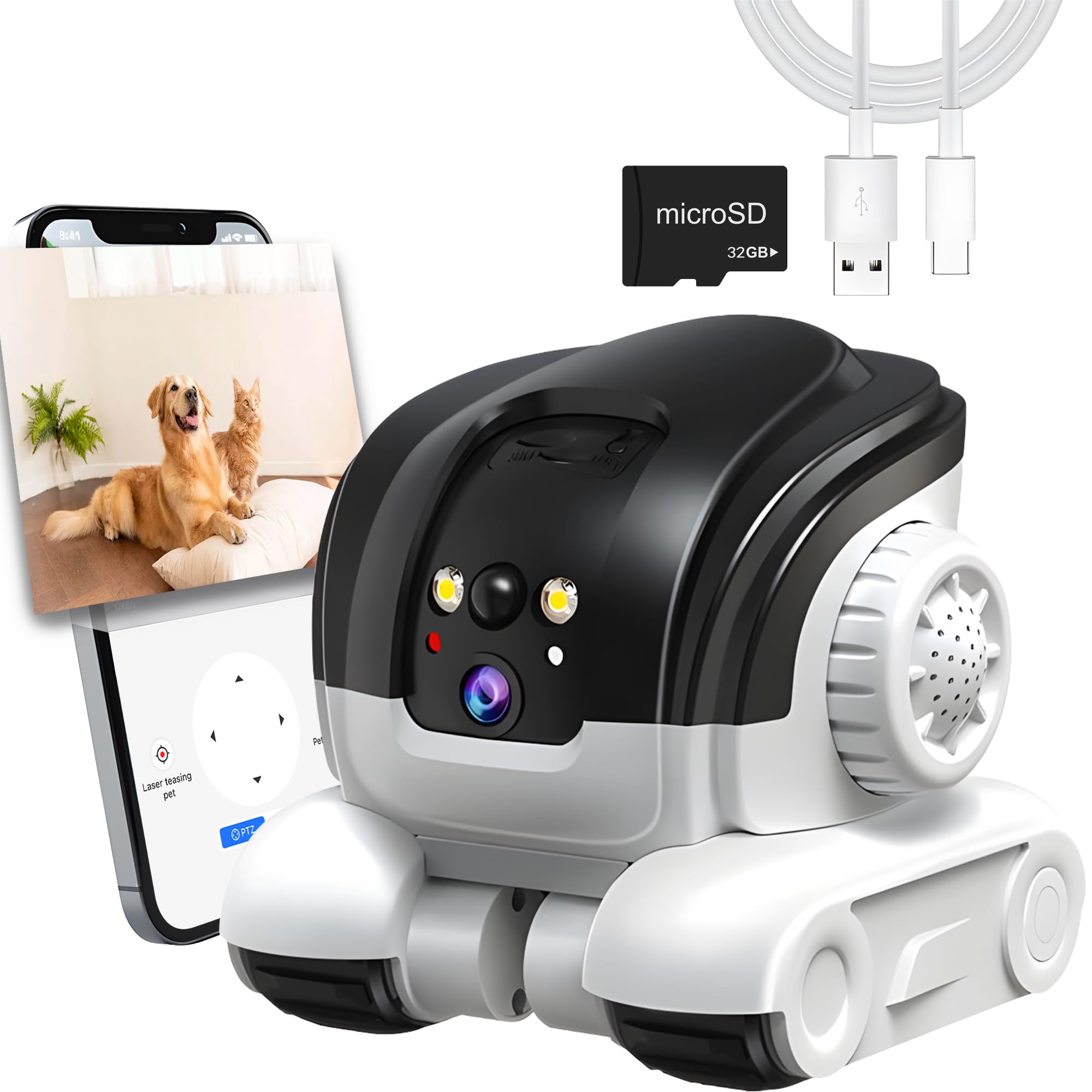 OROMVO Pet Camera front view delivers crisp 1080p monitoring of your pet.