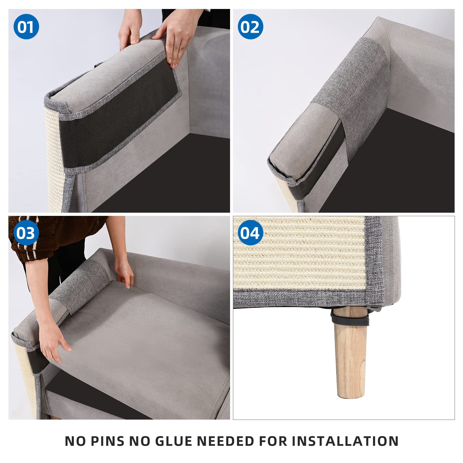 Light grey color of Oroonoko cat scratch protector blends with decor