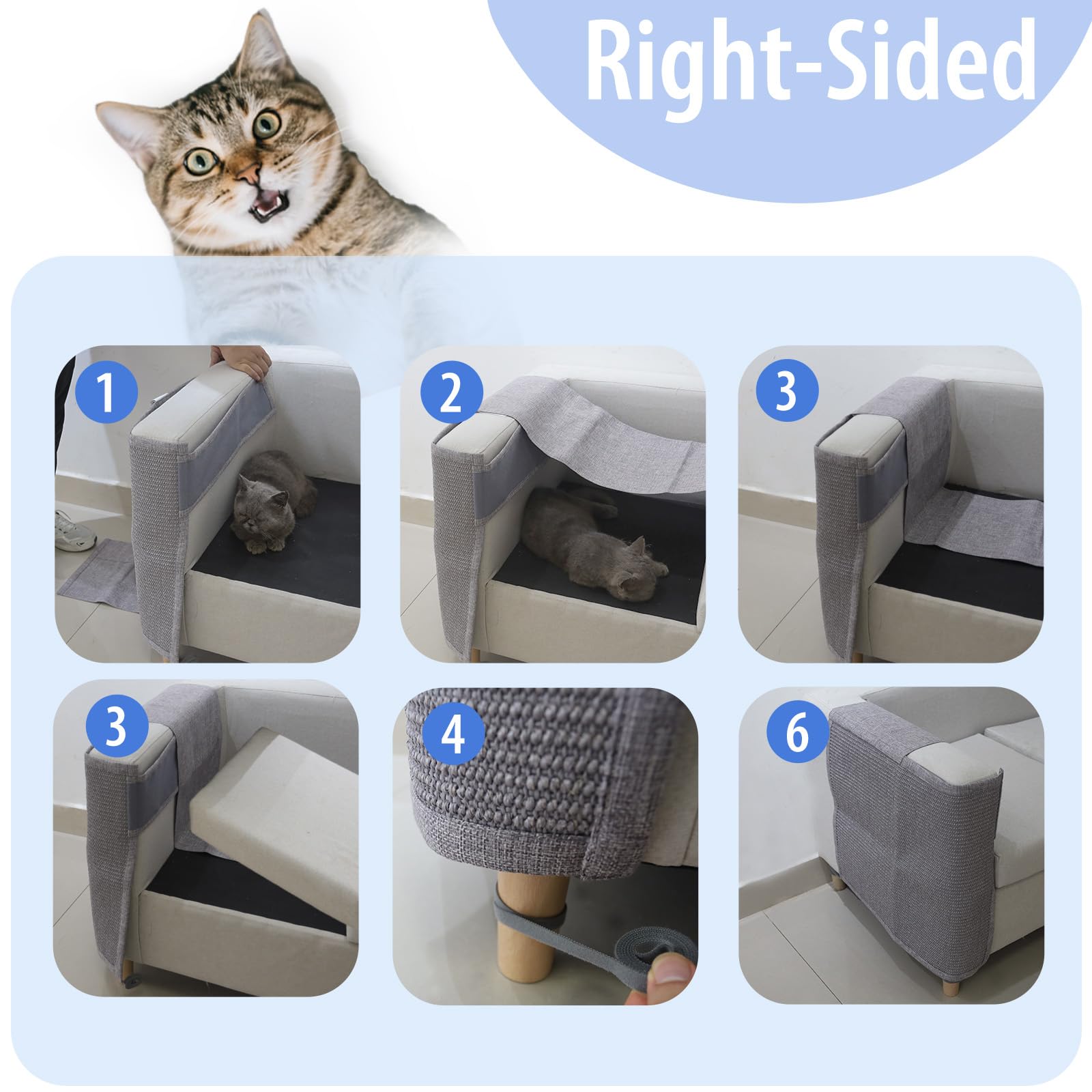 Oroonoko cat scratch couch protector natural sisal texture highlights eco-friendly material for scratching.
