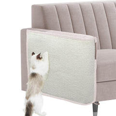 Oroonoko Cat Scratch Sofa Protector beige on-sofa view demonstrates seamless integration for furniture protection.