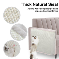 Oroonoko Cat Scratch Sofa Protector leg ties attachment shows secure fit without shifting.