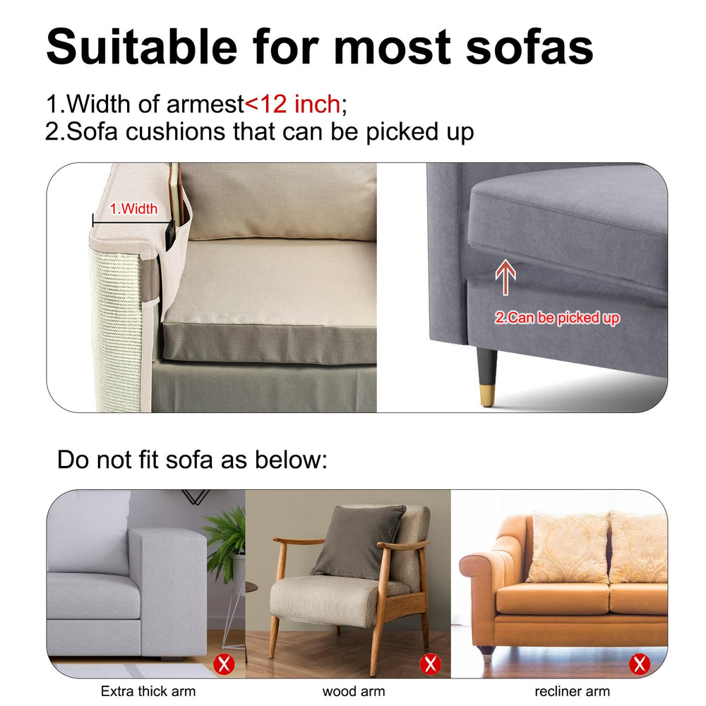 Oroonoko Cat Scratch Sofa Protector right-handed orientation demonstrates how to choose the side.