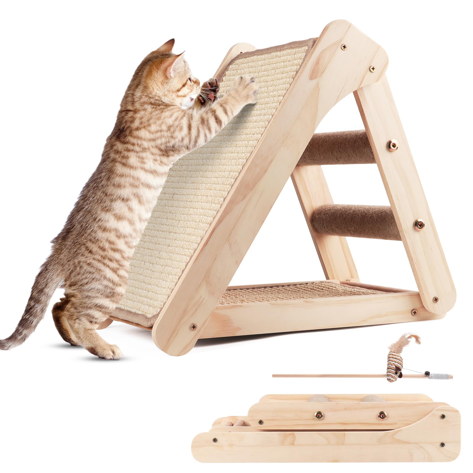 Oroonoko sisal cat scratcher ramp climbing ladder invites vertical exercise and exploration.