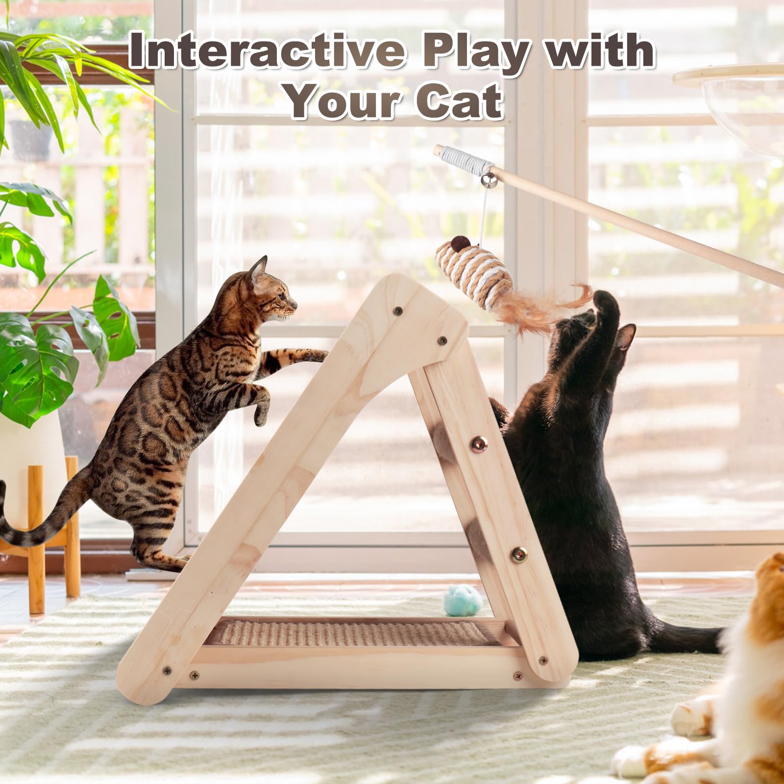 Oroonoko scratcher shown in a living room setup for convenient access.