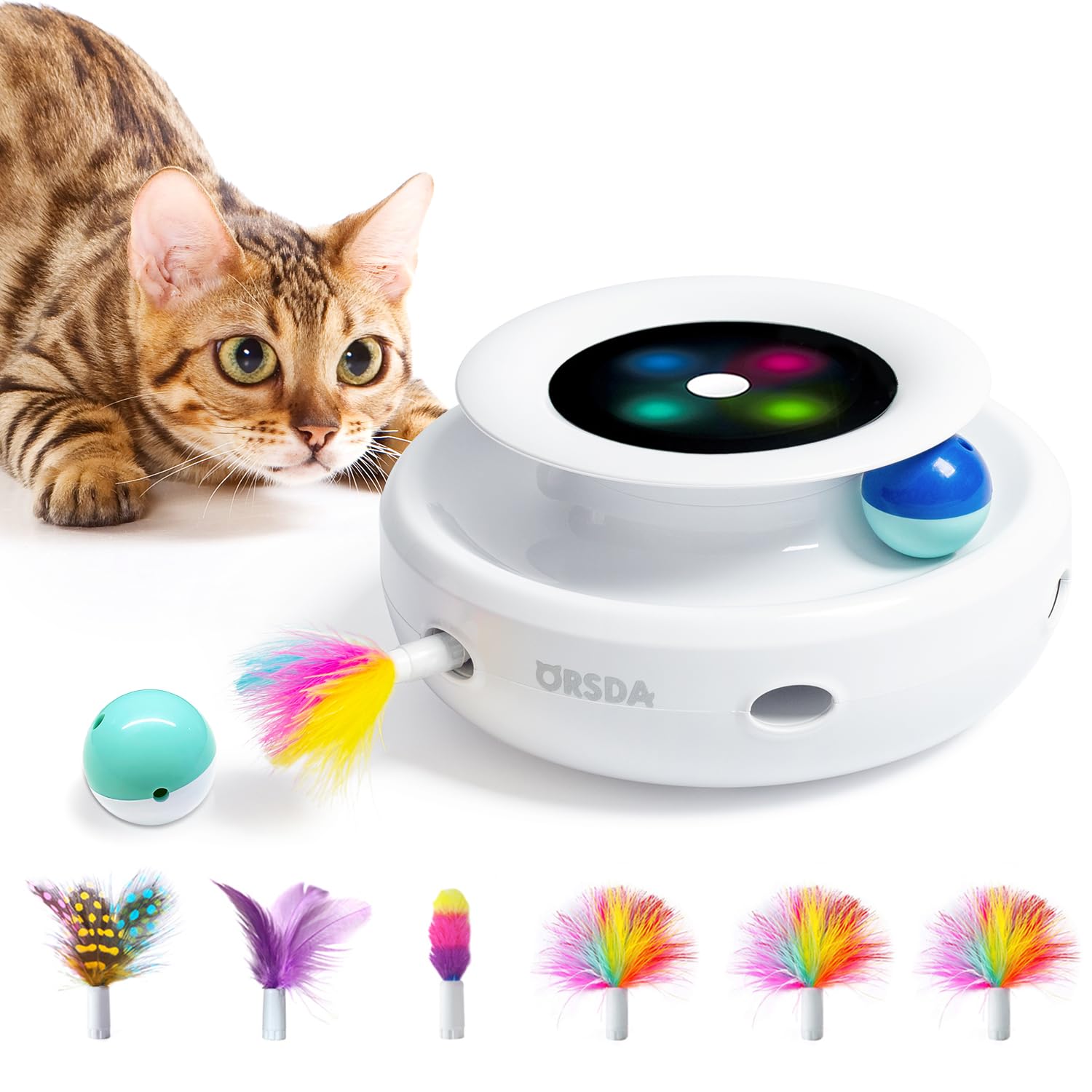 ORSDA 2in1 interactive toy ball on paw-powered track promotes active play and hunting instincts.
