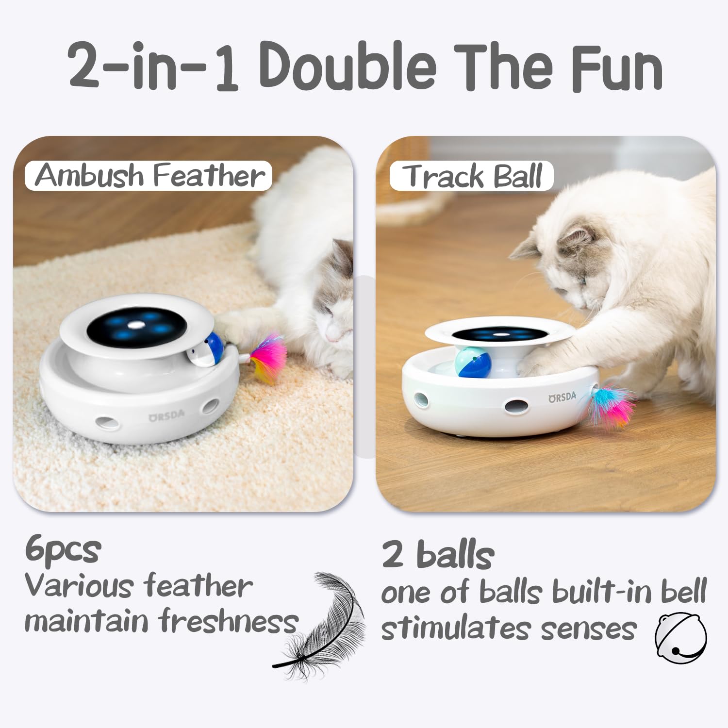 ORSDA 2in1 interactive toy fluffy tail popping action sparks pounce and play.