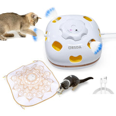 ORSDA 4-in-1 interactive cat toy mat cover engages indoor cats in hide-and-seek play.