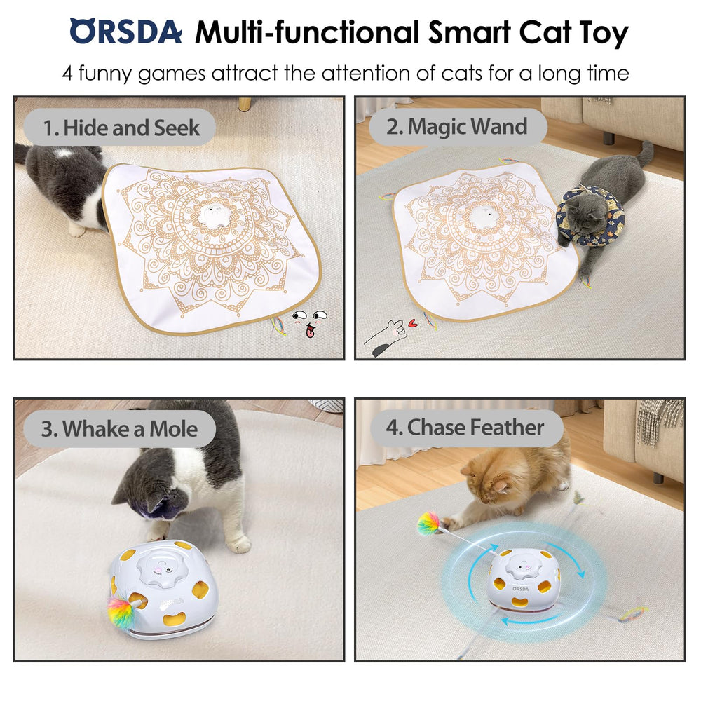 ORSDA 4-in-1 interactive cat toy wand teaser promotes active pouncing indoors.