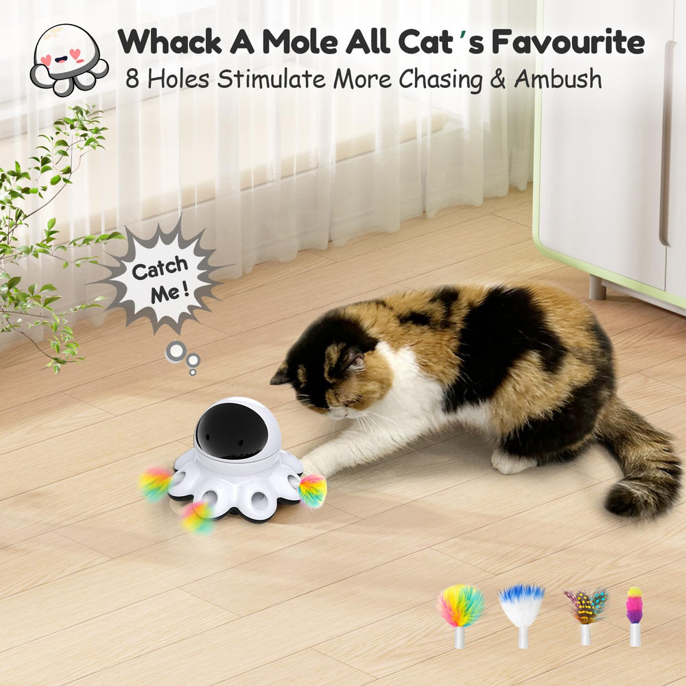 ORSDA Cat Laser Toy feathers ejecting from holes to encourage pouncing and play