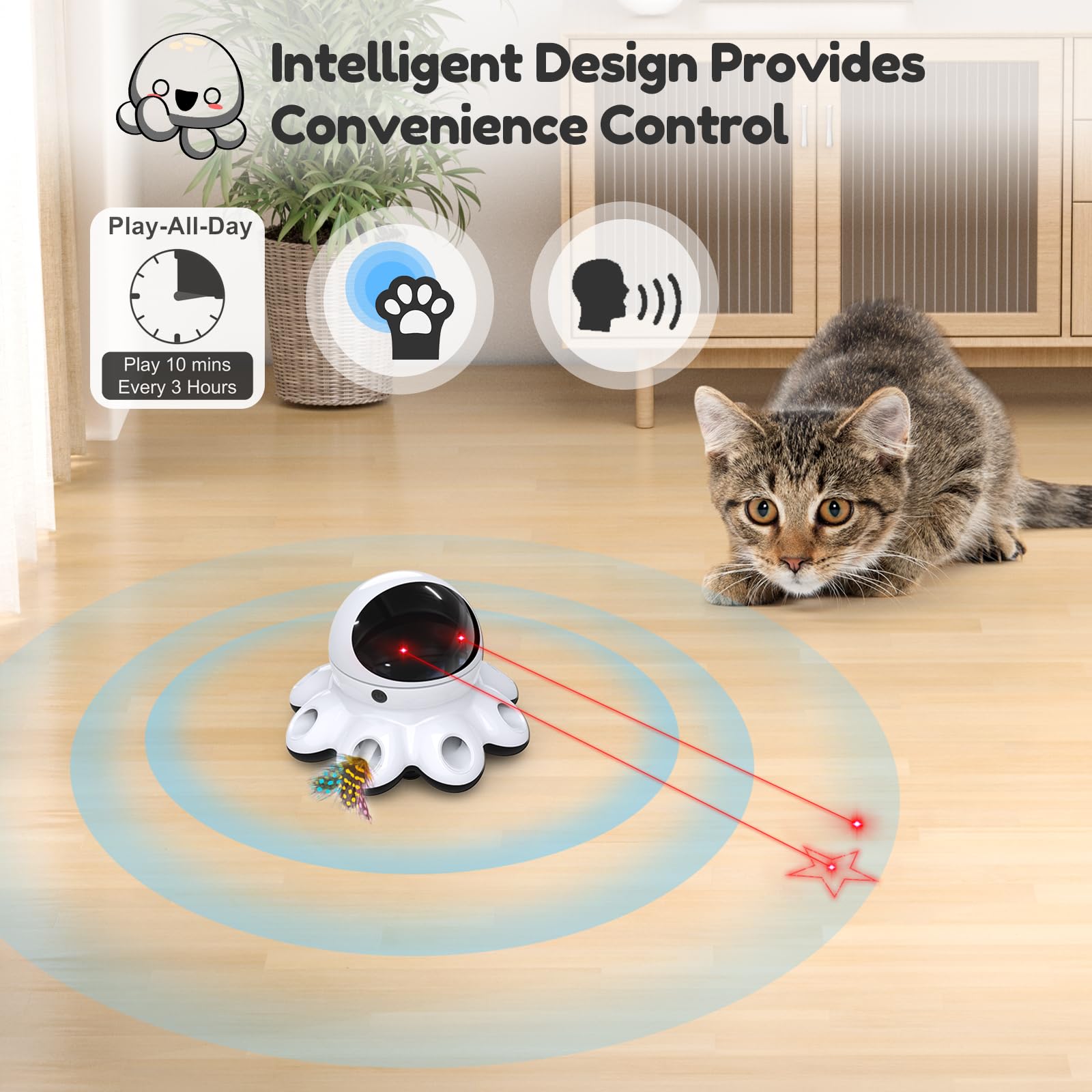ORSDA Cat Laser Toy supports voice and touch control for interactive solo sessions