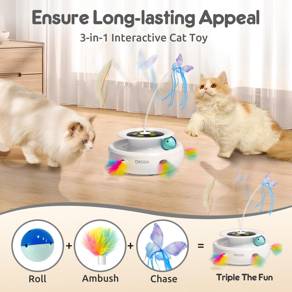 ORSDA cat toy butterfly: fluttering interaction promotes chasing and mental stimulation.
