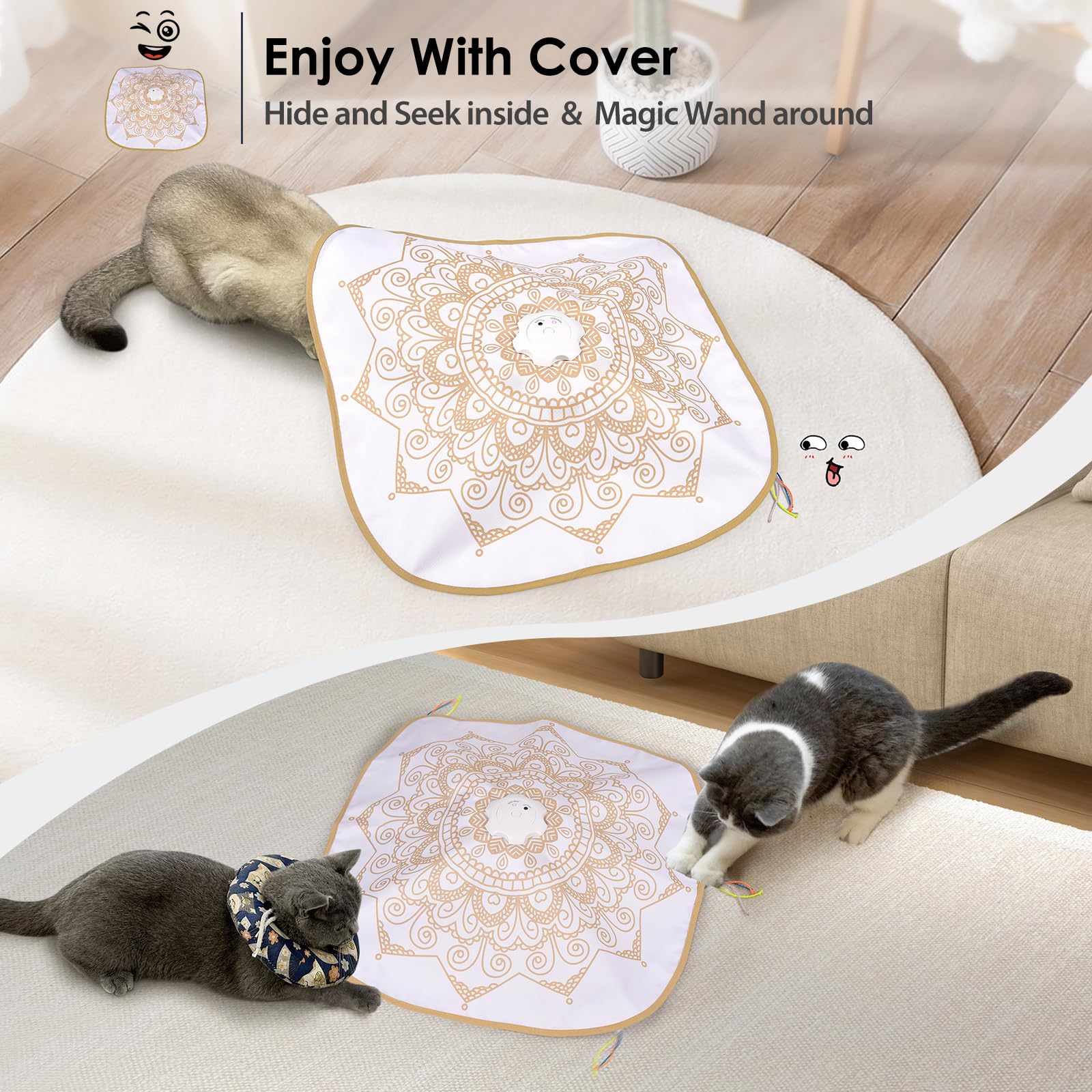 ORSDA cat toy chase-feather action captures dynamic feather play to keep cats engaged.