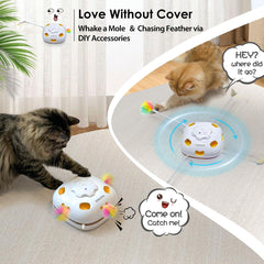 ORSDA cat toy whack-a-mole holes reveals popping mice for brain-teasing amusement.