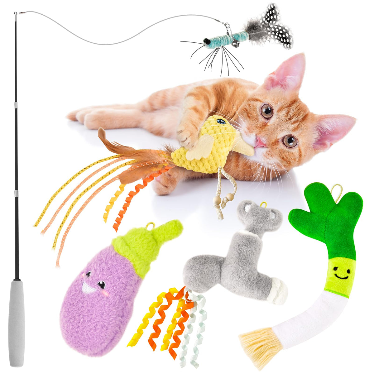 ORSDA Cat Toys Sets packaging image showing durable, battery-free play kit for indoor enrichment
