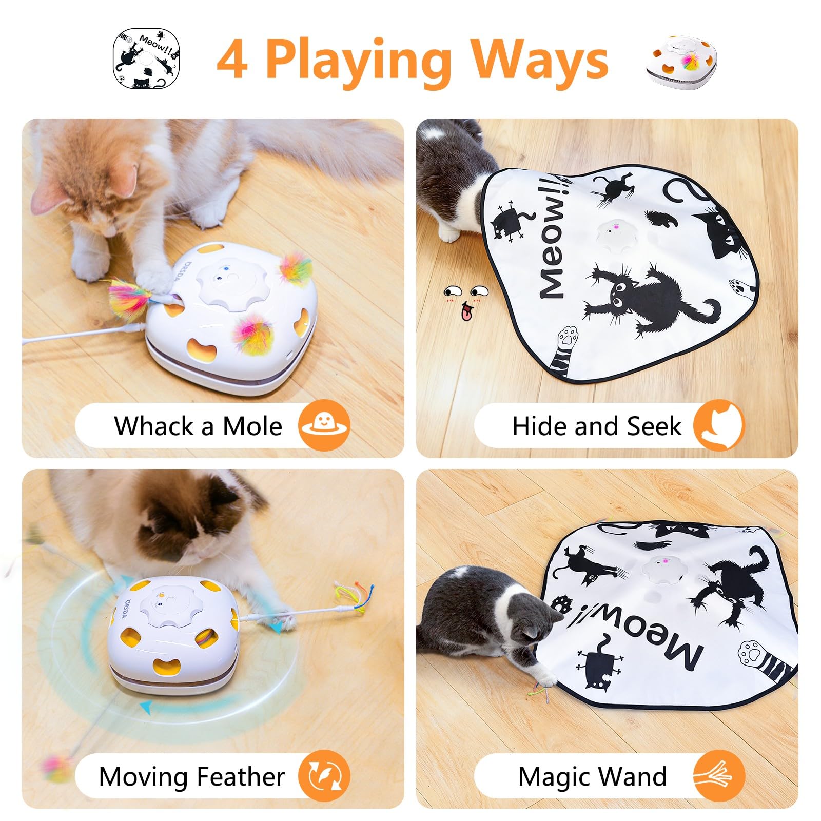 ORSDA whack-a-mole action engaging active cats during focused play