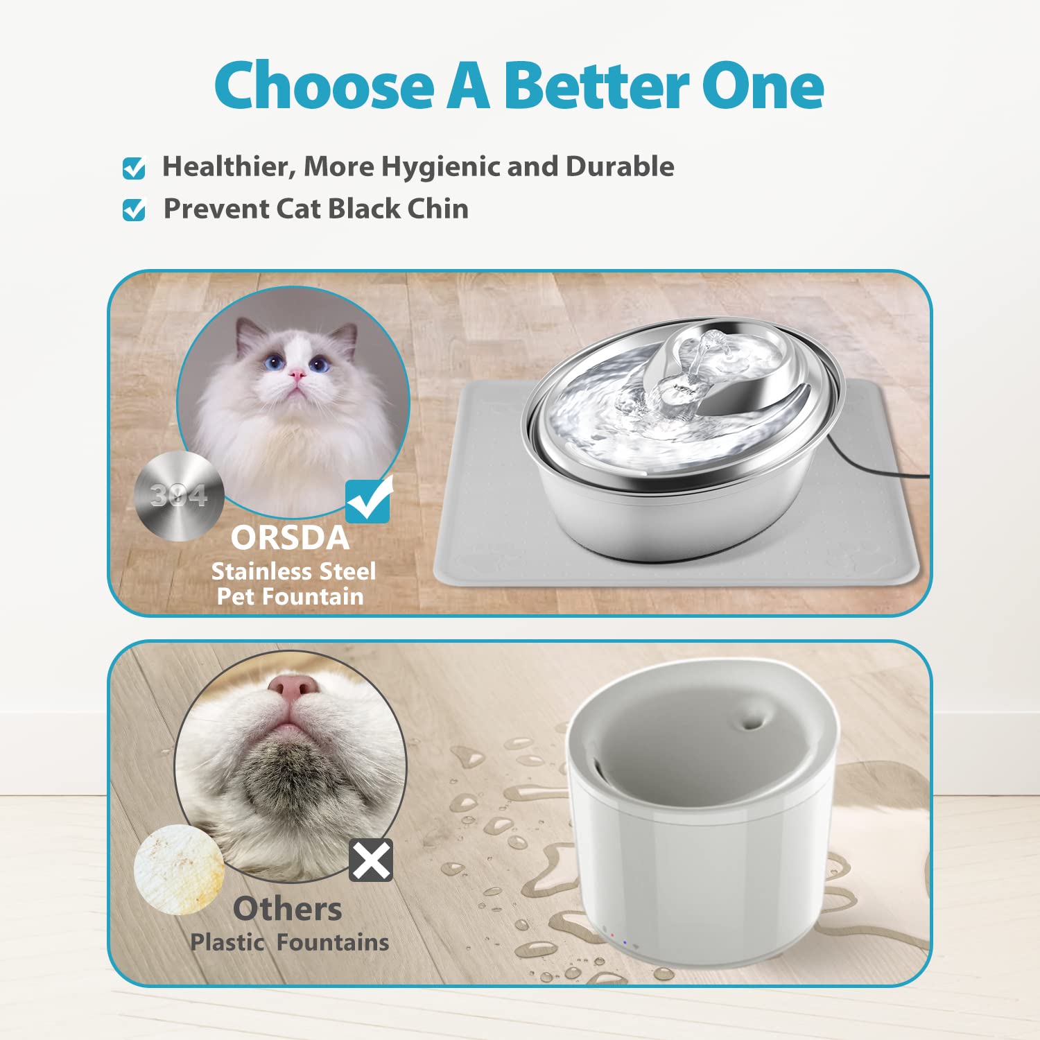 ORSDA quiet pump operation shows near-silent water flow for shy cats