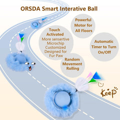 ORSDA interactive ball sounds variety shows mouse squeaks and bird calls to stimulate curiosity.