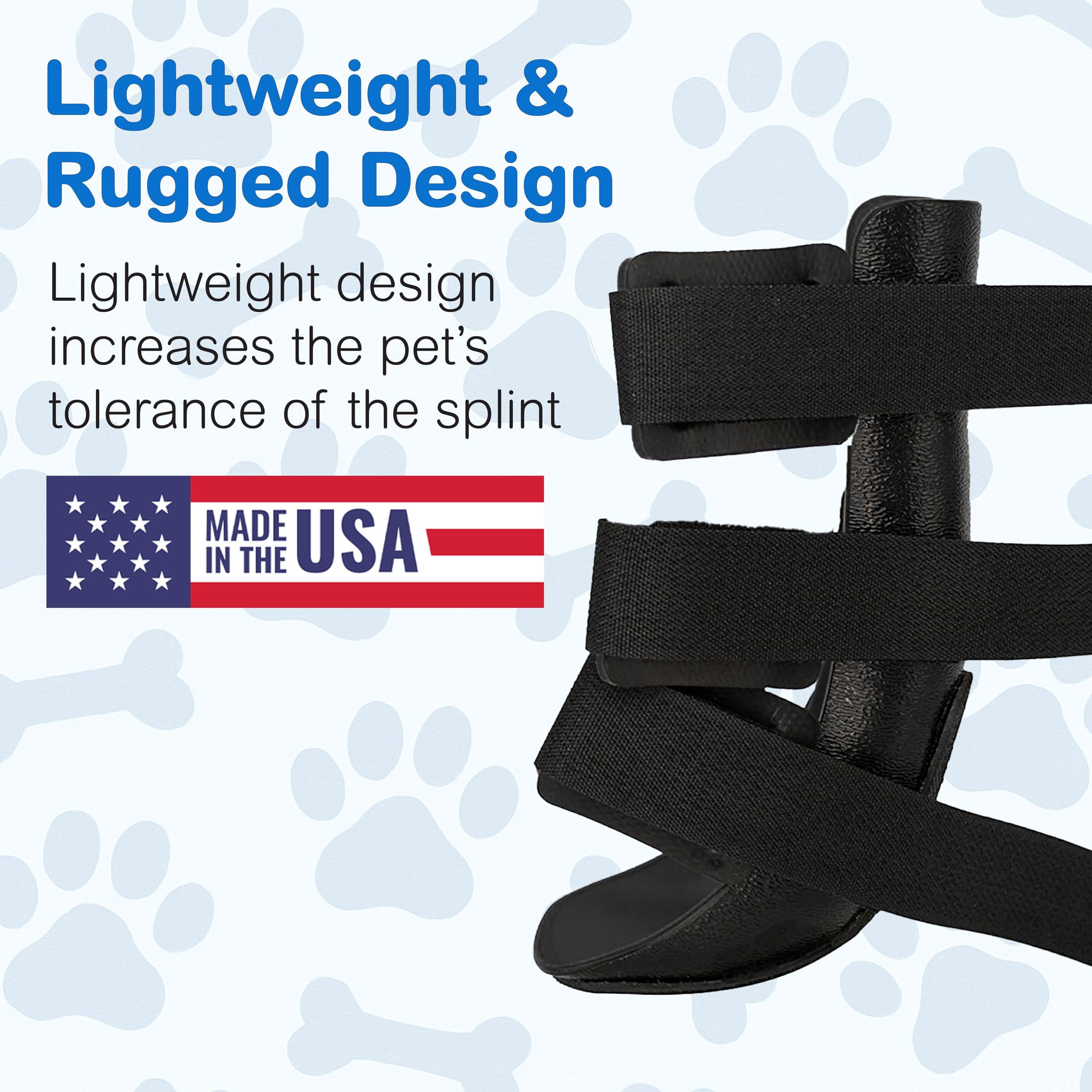 OrthoVet front leg brace highlighting lightweight ABS material and foam lining for comfort.