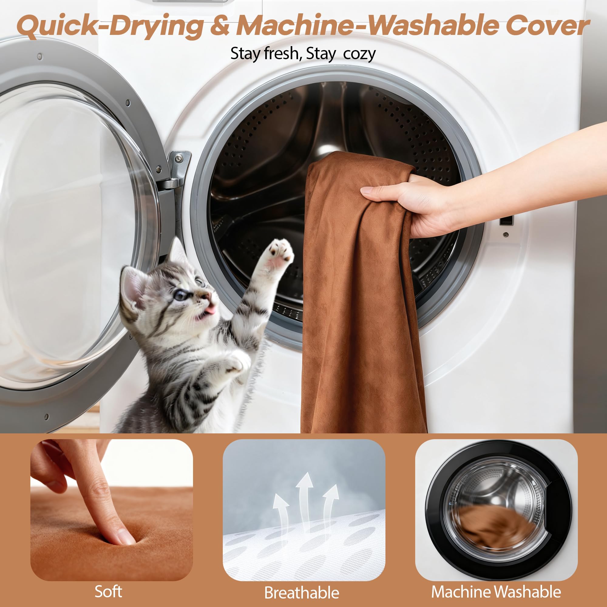 Ortri cat heating pad safety design emphasizes multiple layers and flame-retardant envelope.