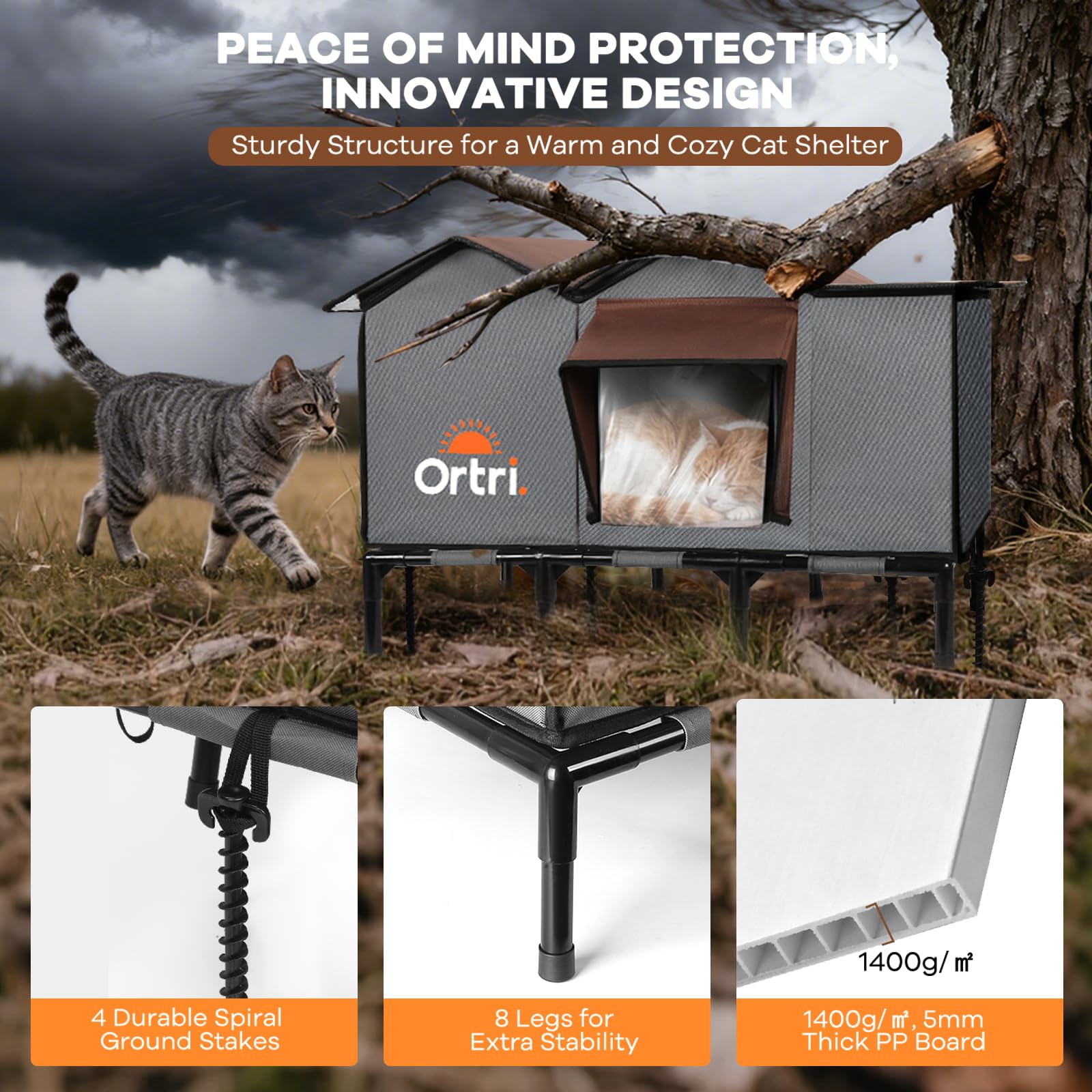 Ortri outdoor heated cat house interior with plush lining for extra warmth.