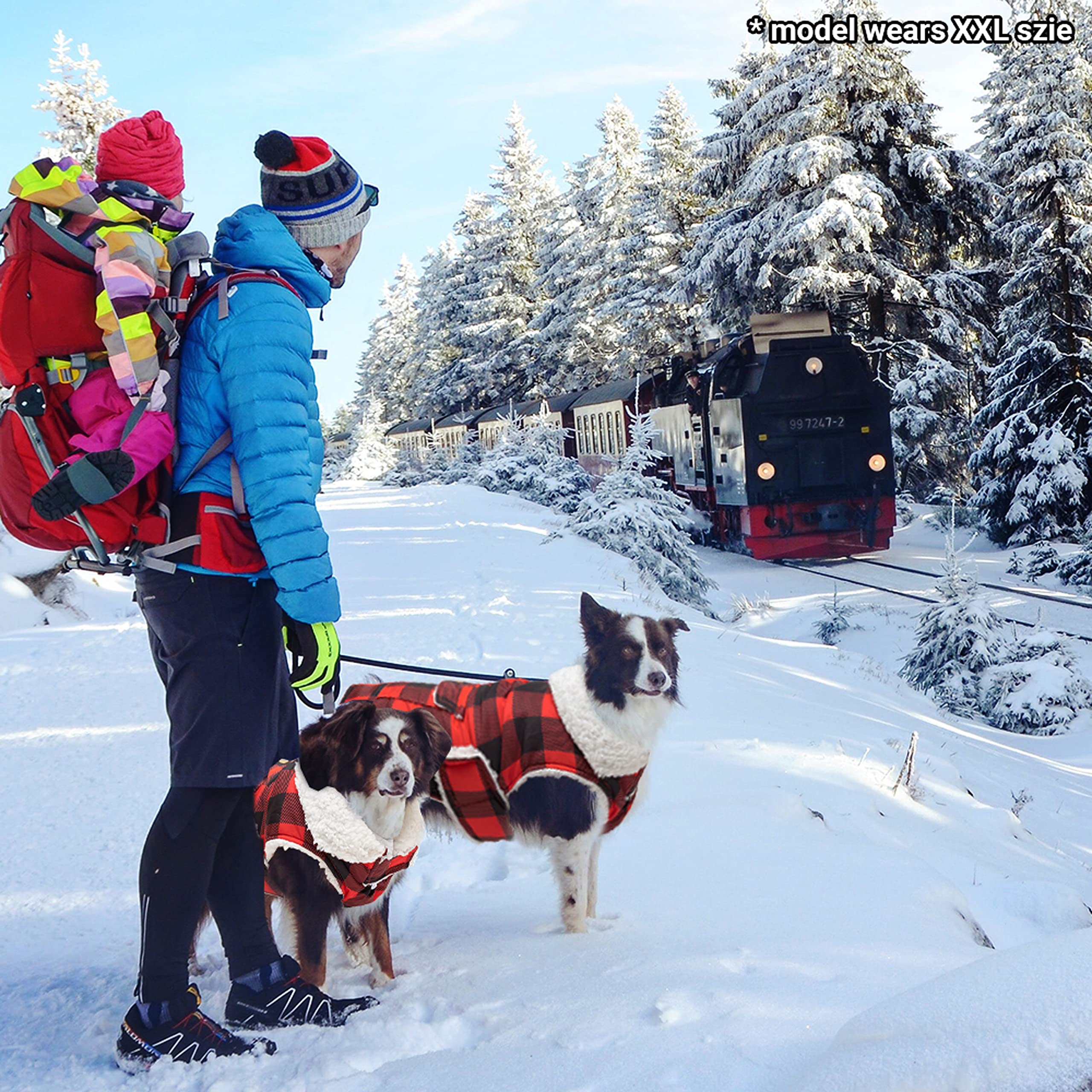ORZECHKO dog winter coat fleece lining feels soft and warm