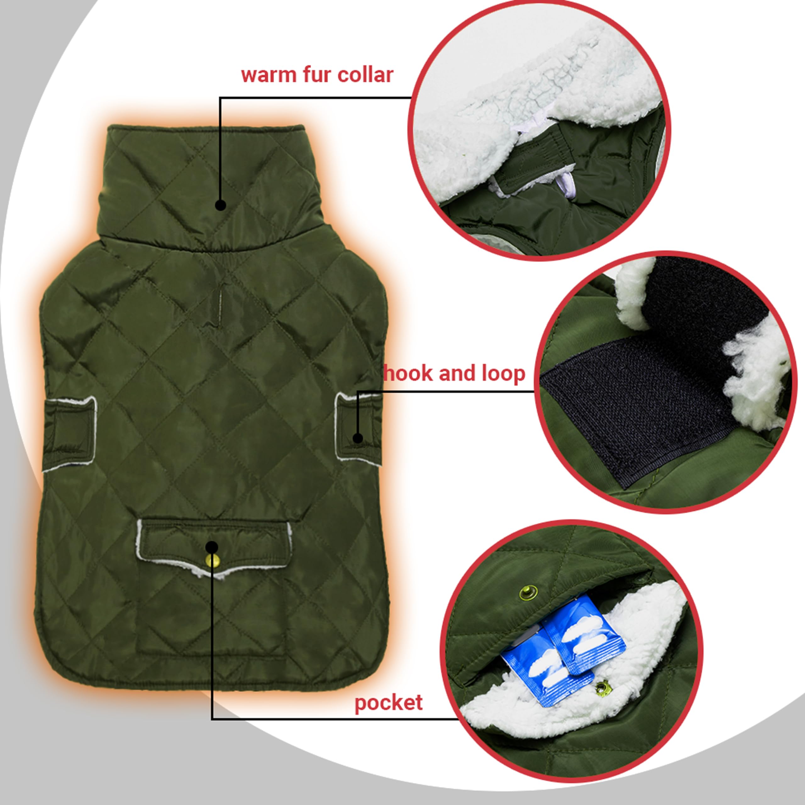 ORZECHKO coat front closure with V-neck for easy wearing.