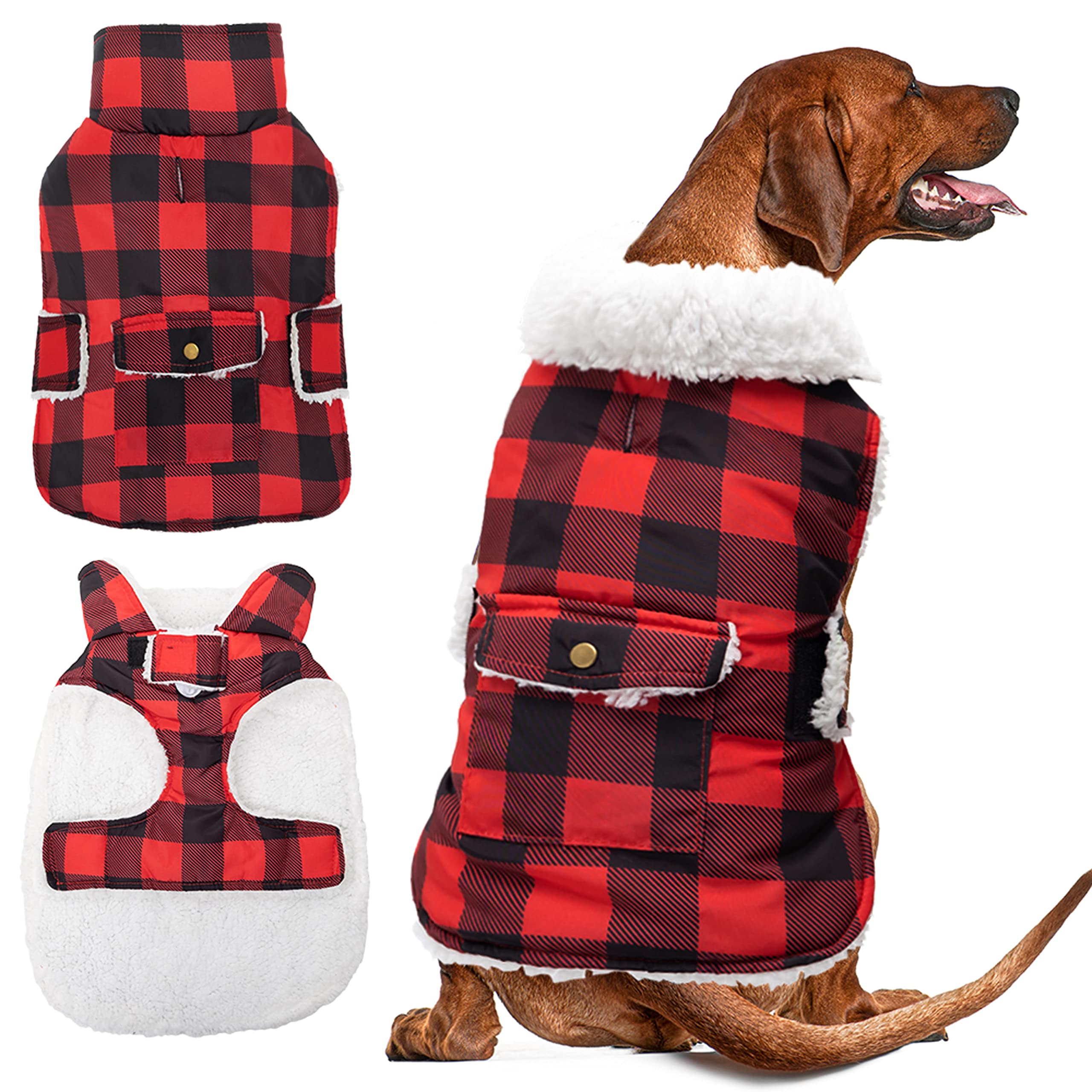ORZECHKO dog winter coat front view showing windproof warmth for cold walks