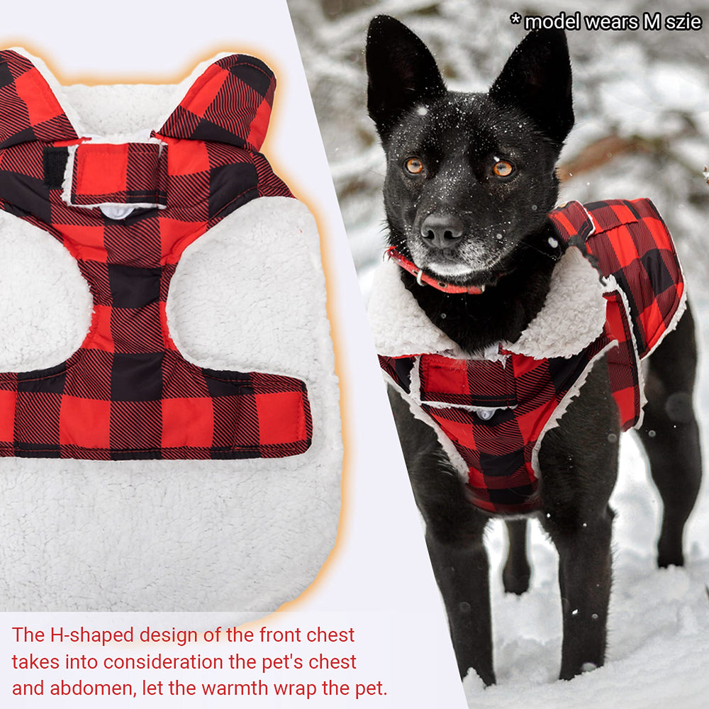ORZECHKO dog winter coat plaid style adds cozy seasonal flair