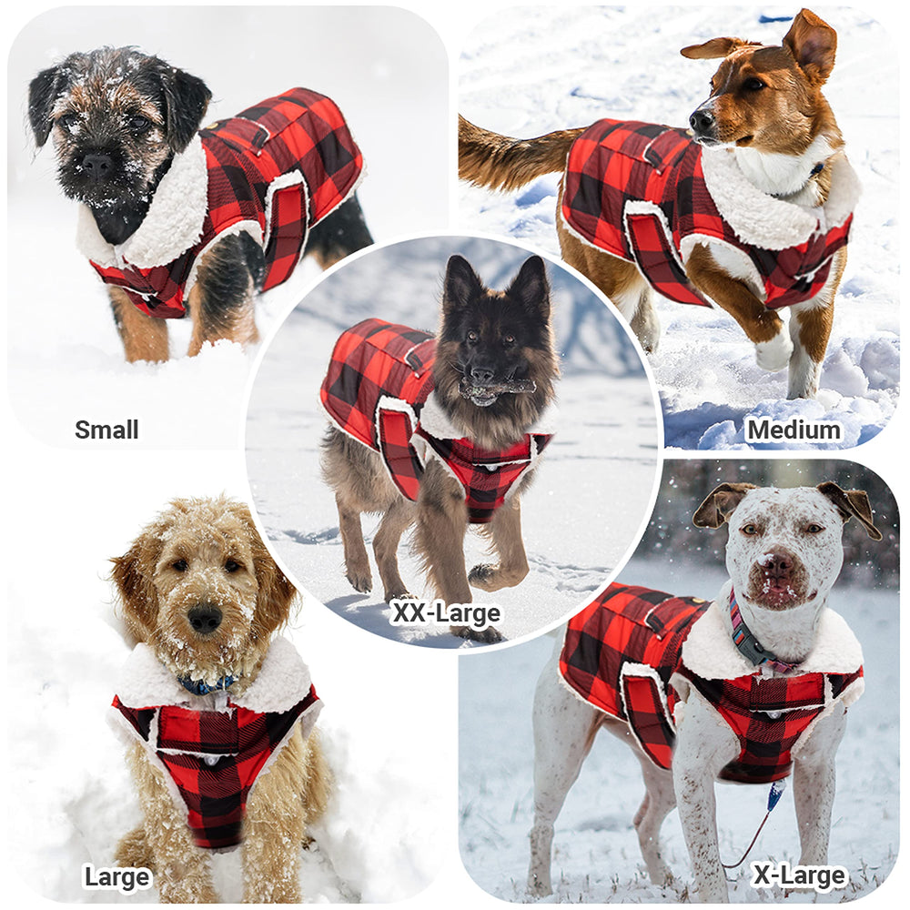 ORZECHKO dog winter coat size chart closeup helps choosing a correct fit