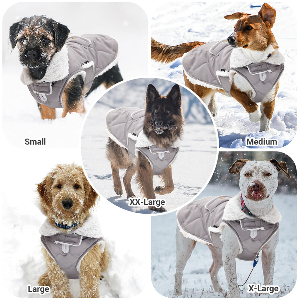 ORZECHKO dog winter coat size chart gray ensures proper fit