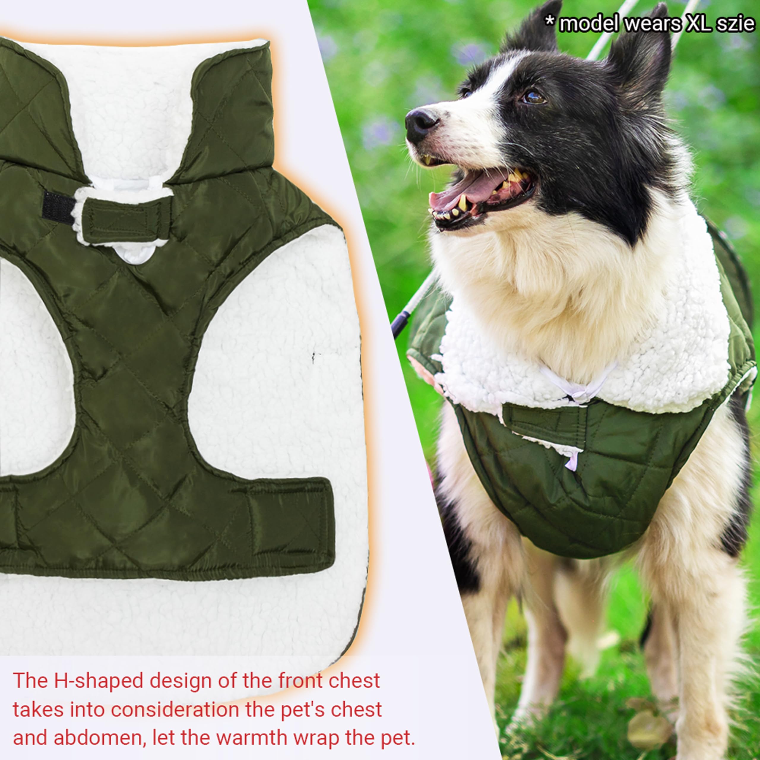 ORZECHKO windproof waterproof outer fabric keeps dogs dry in rain.