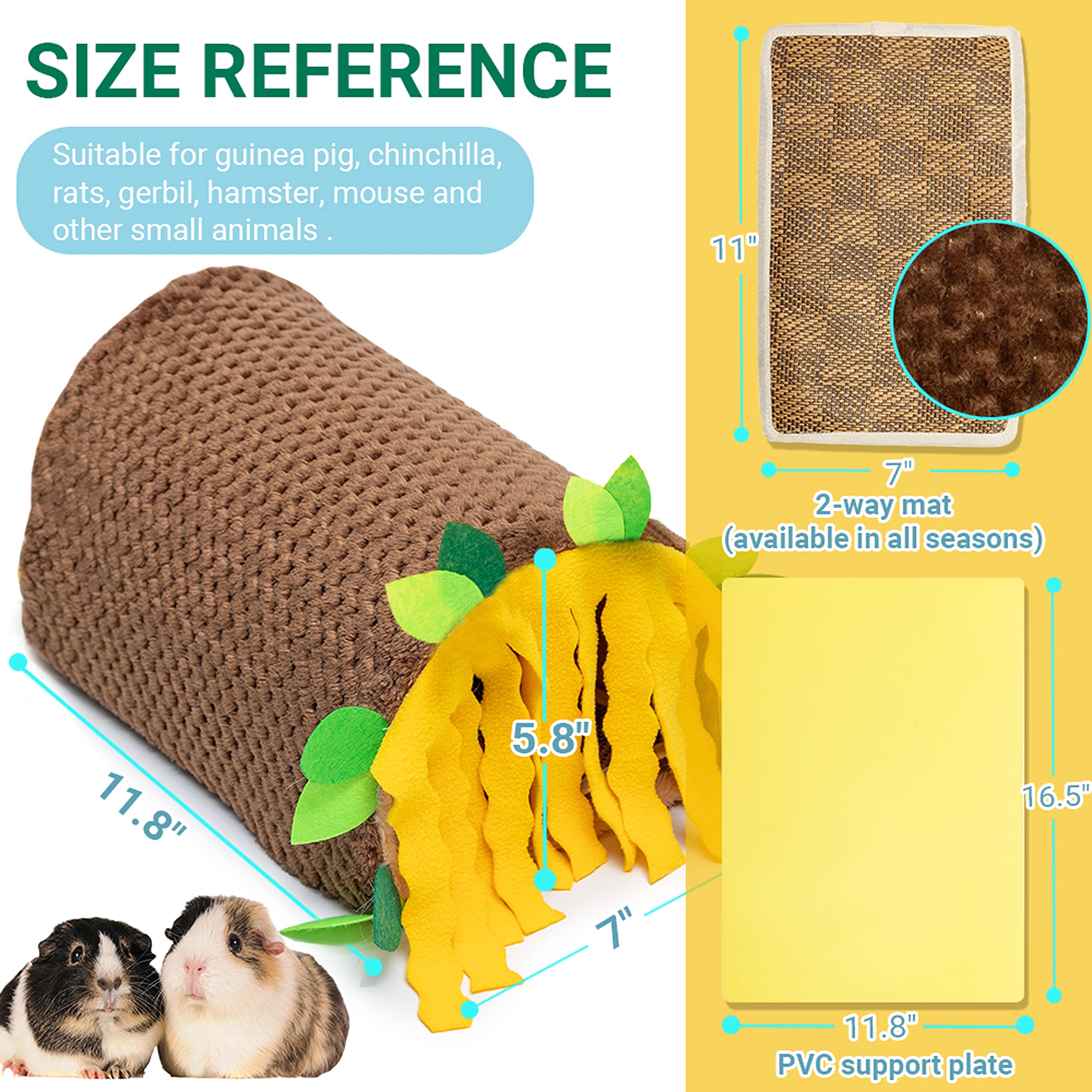 ORZECHKO Guinea Pig Tunnel House exterior with leaf pattern enhances natural-looking hideaway.