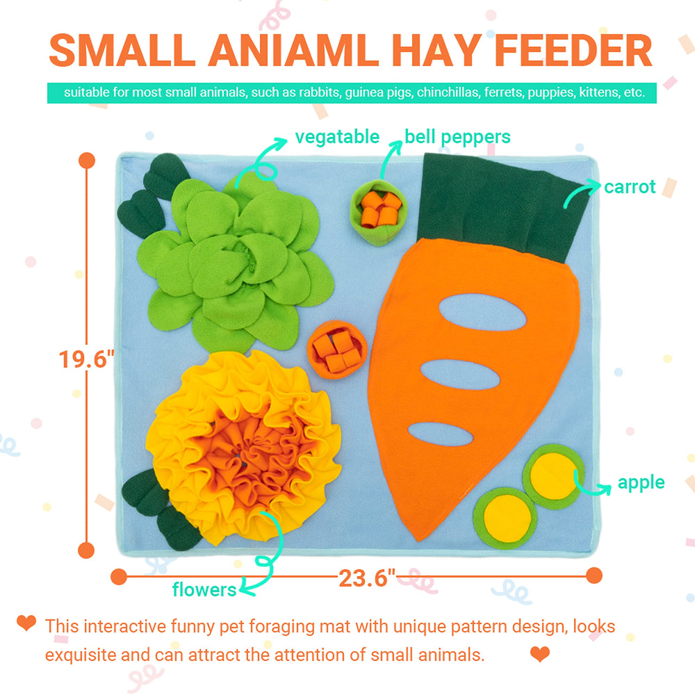 ORZECHKO Rabbit Hay Feeder foraging mat colorful pattern close-up highlighting texture