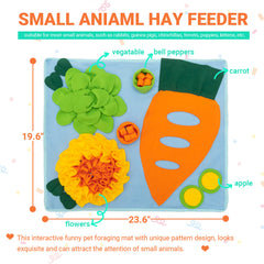 ORZECHKO Rabbit Hay Feeder foraging mat colorful pattern close-up highlighting texture