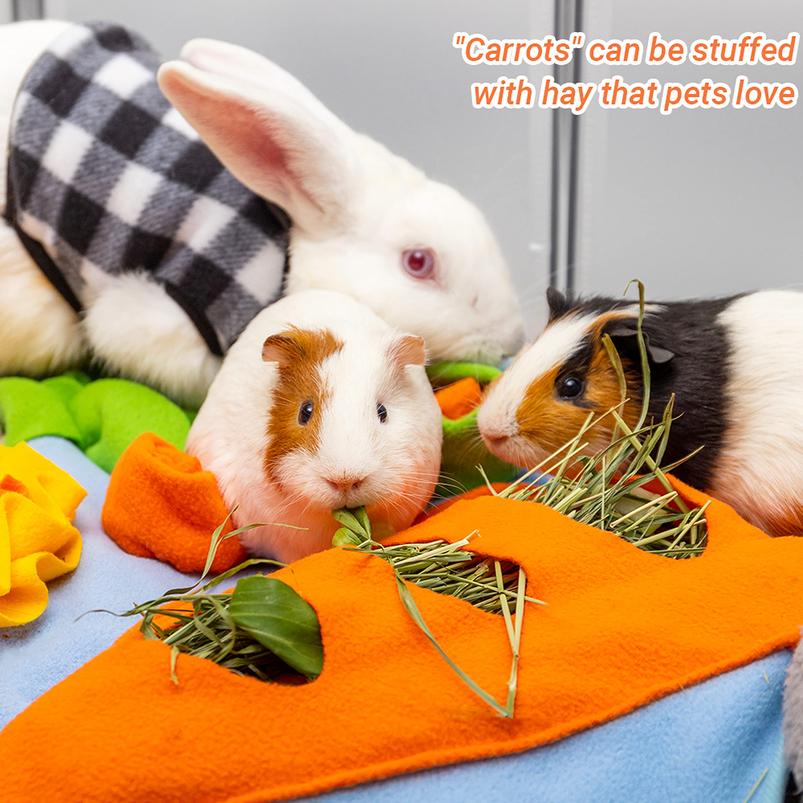 ORZECHKO Rabbit Hay Feeder foraging mat soft polar fleece texture for comfort