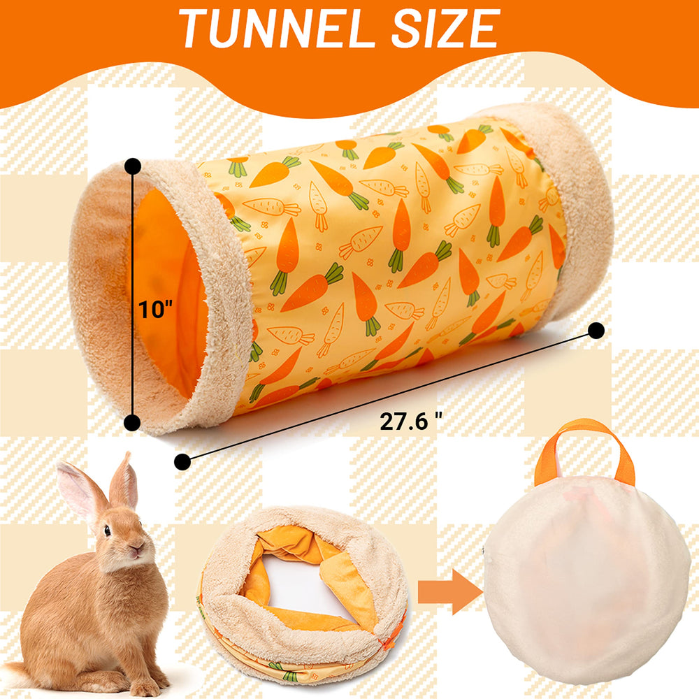 ORZECHKO Rabbit Hideout Tunnel interior view highlighting soft fleece lining for cozy resting