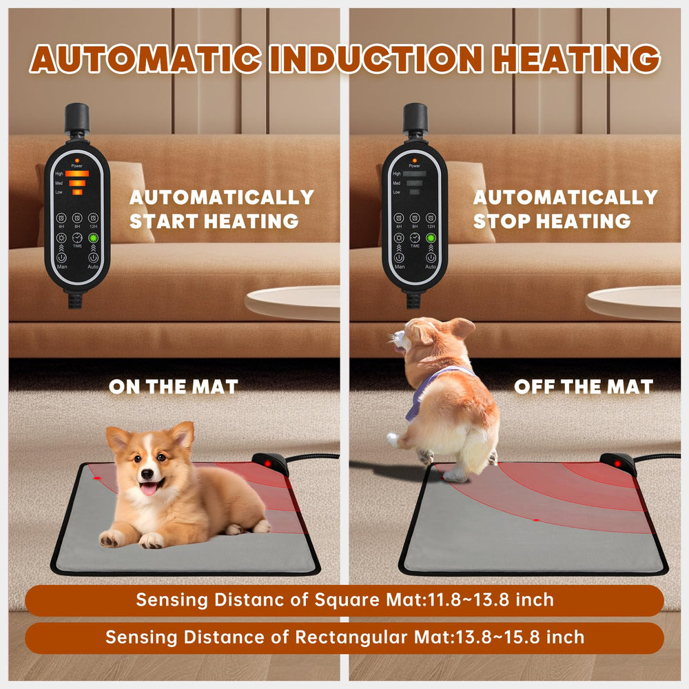 Orznez pet heating pad auto-induction heat highlights energy-saving warmth as cat approaches