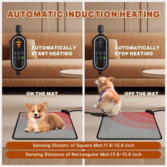 Orznez pet heating pad auto-induction heat highlights energy-saving warmth as cat approaches