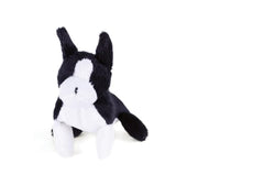 Oscar Newman Boston Terrier Pipsqueak Toy 5-inch black-and-white promotes gentle play and squeaky fun for small dogs.