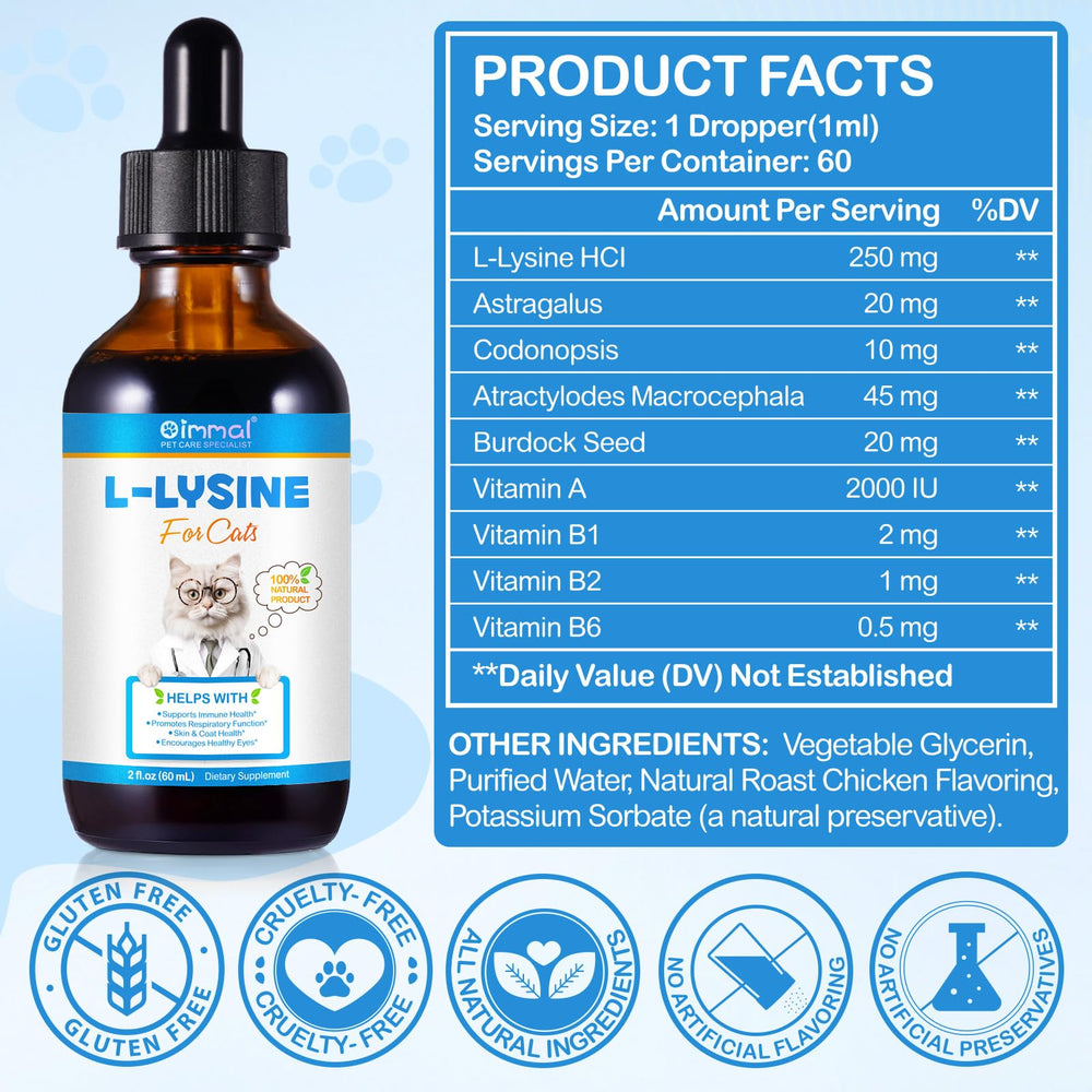 O.SECERT L-Lysine Drops label highlights a pure formula.